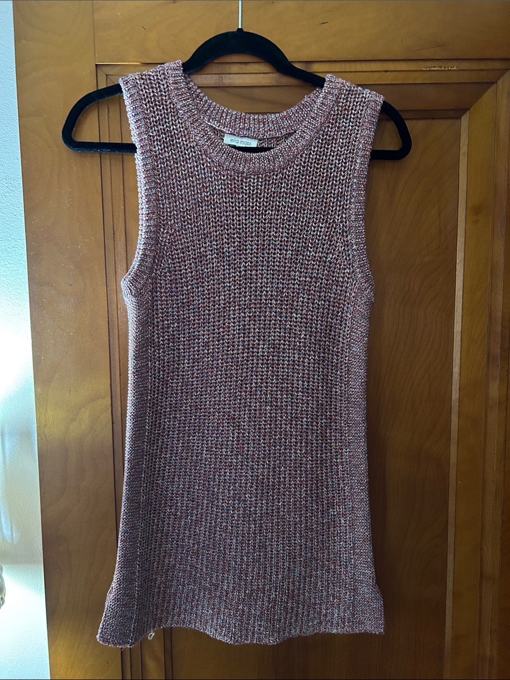 Ella Moss Rose-Marl Sleeveless Knit Tunic sweater; Sz S
